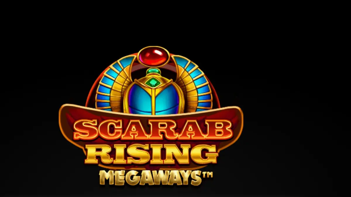 Tampilan visual mesin slot Scarab Rising Megaways dengan tema Mesir kuno